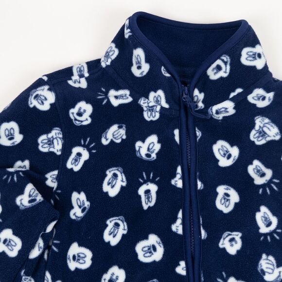 Uniqlo Fleece Jacket Kids 130cm 7-8 Navy Blue Disney Mickey Mouse Full Zip - Picture 2 of 9